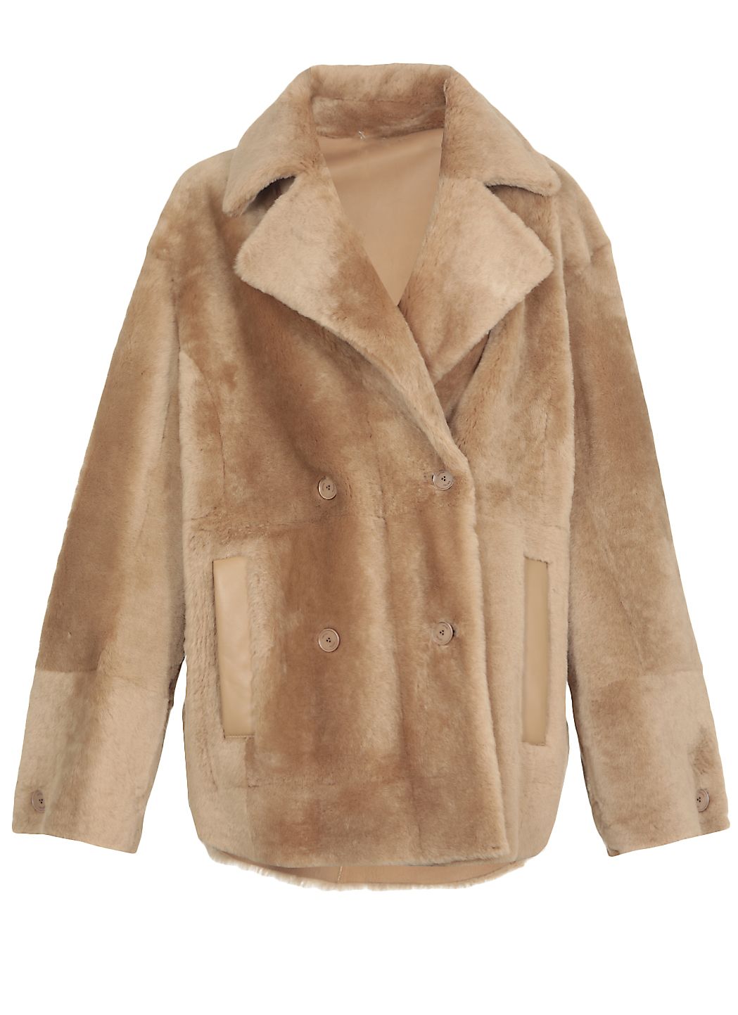 Shearling double breasted coat