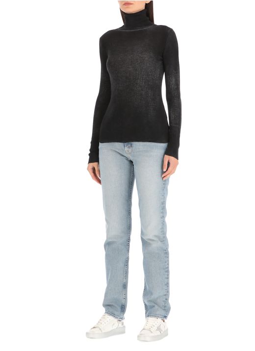 Cashmere and silk ribbed sweater