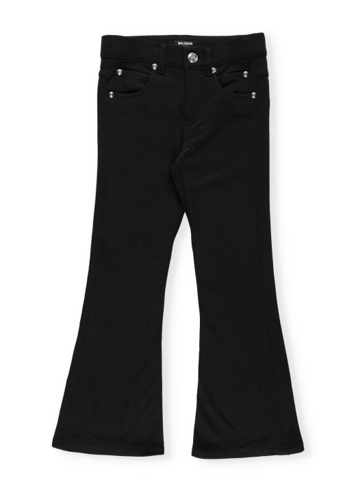 Stretch trousers with embroidery