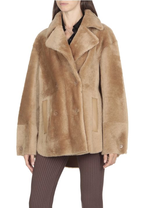 Shearling double breasted coat