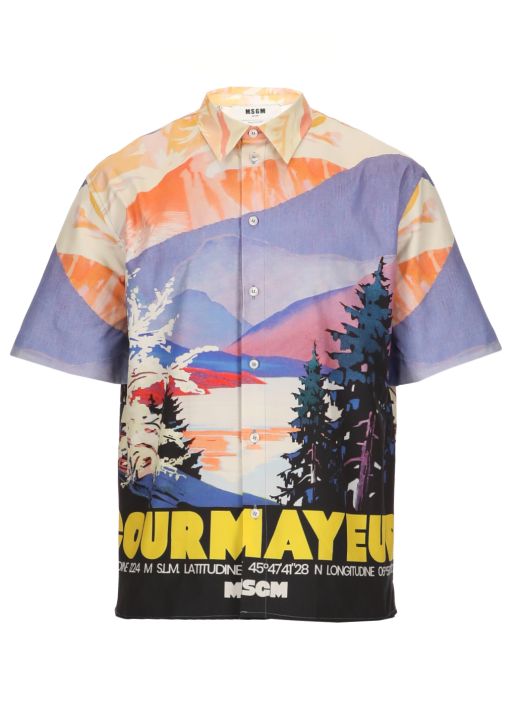 Camicia in cotone con stampa 'Courmayeur'
