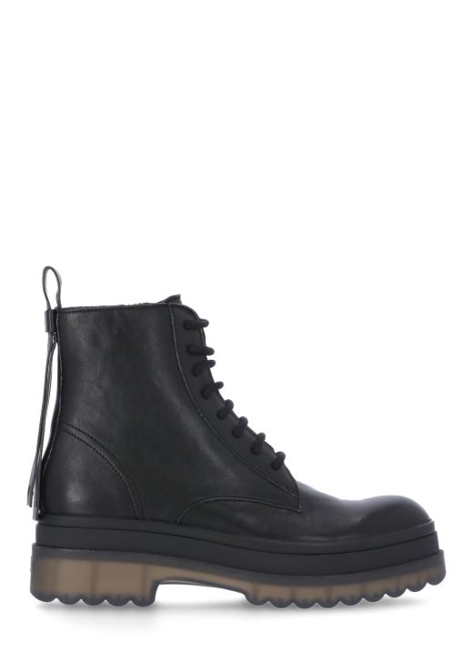 Leather combat boot