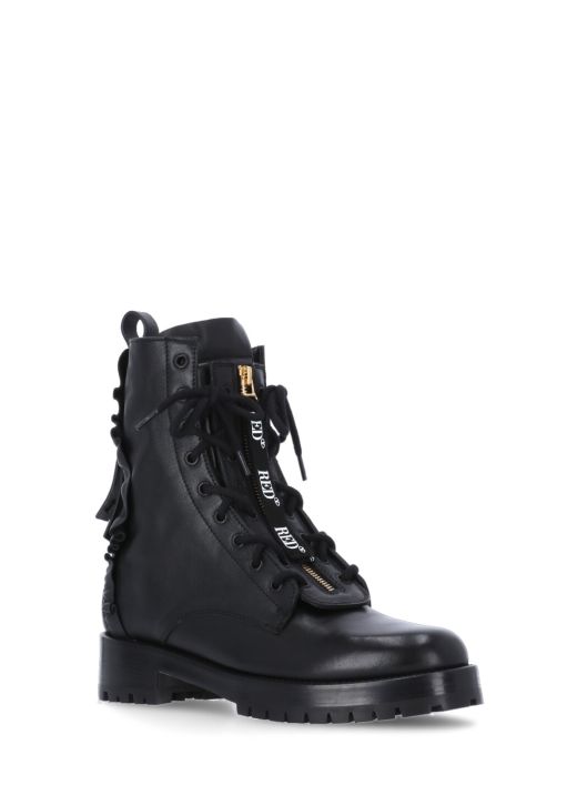 Leather combat boot