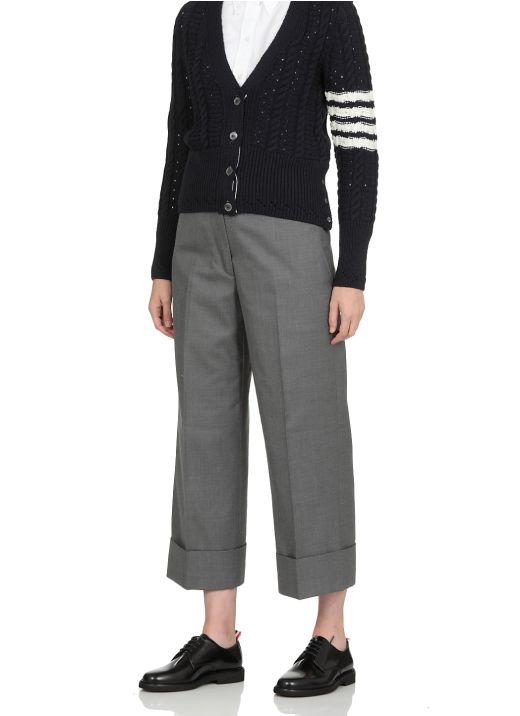 Wool twill relaxed trousers