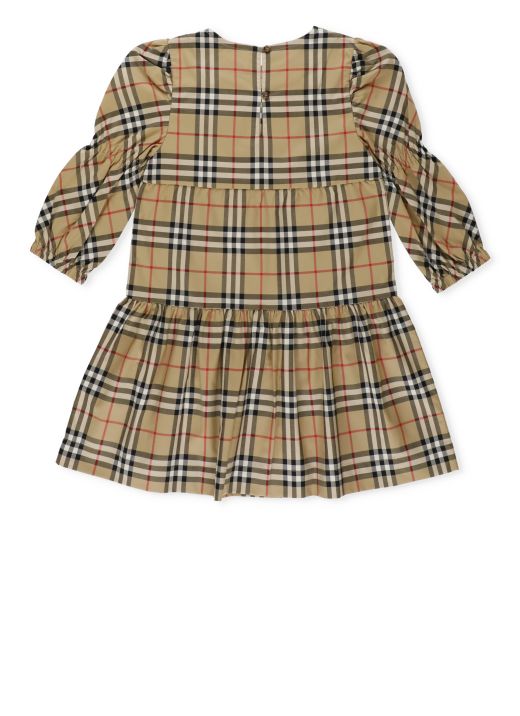 Vintage Check dress with puffed sleeves