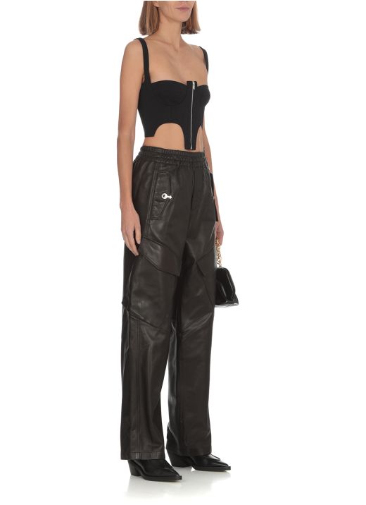 Rope leather cargo pants