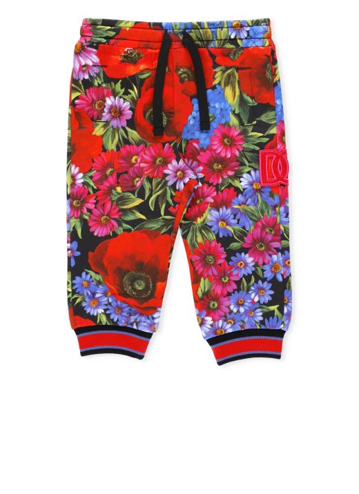 Jersey sweatpants with meadow print