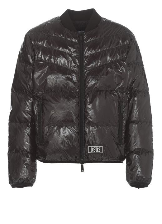 Quilted down jacket with patch