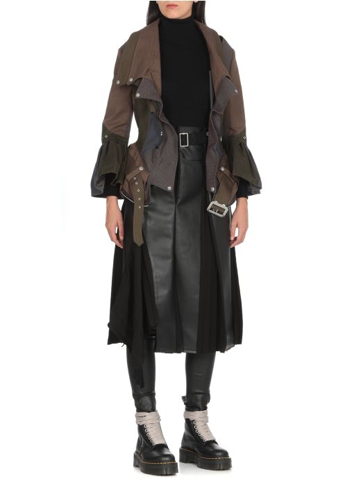 Eco-leather long skirt