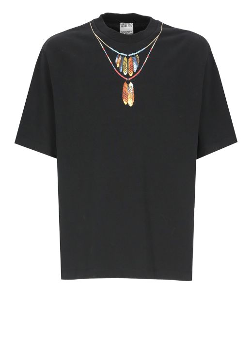 T-shirt Feathers Necklace Over