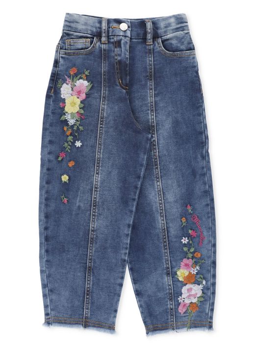 Embroidered denim jeans