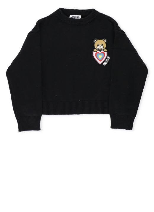 Sweater with Teddy Bear Heart patch