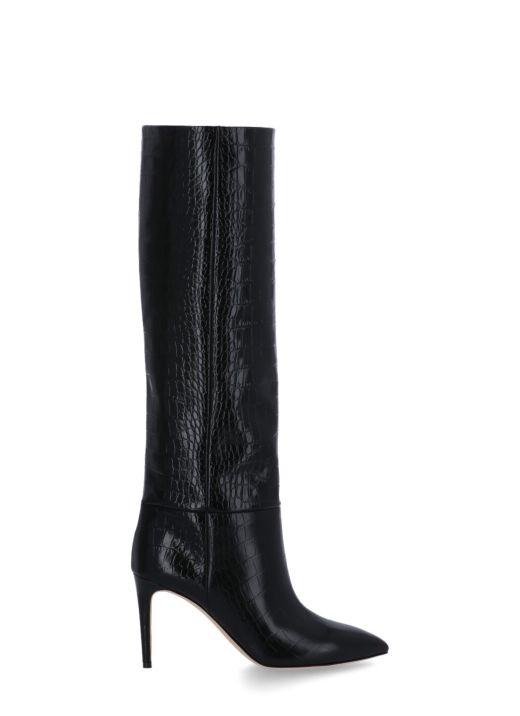Stiletto boots with croco print