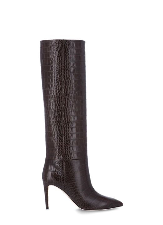 Stiletto boots with croco print