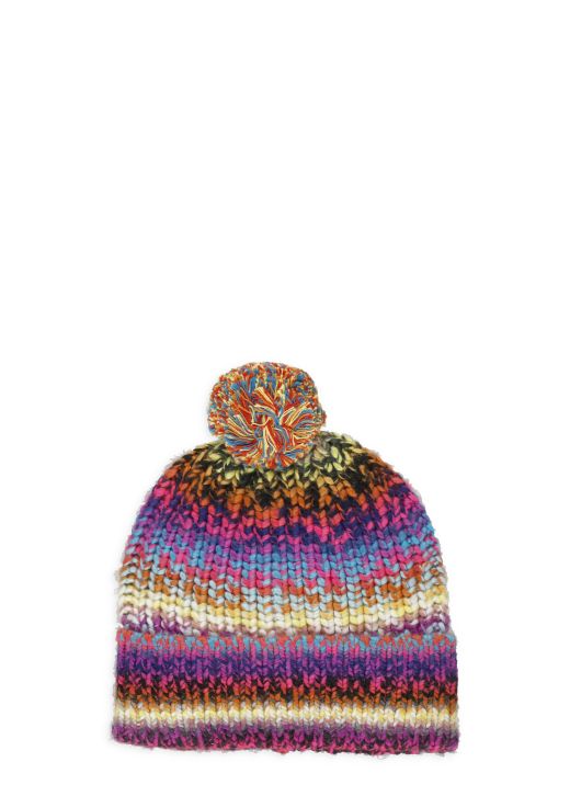 Cappello in maglia con righe arcobaleno