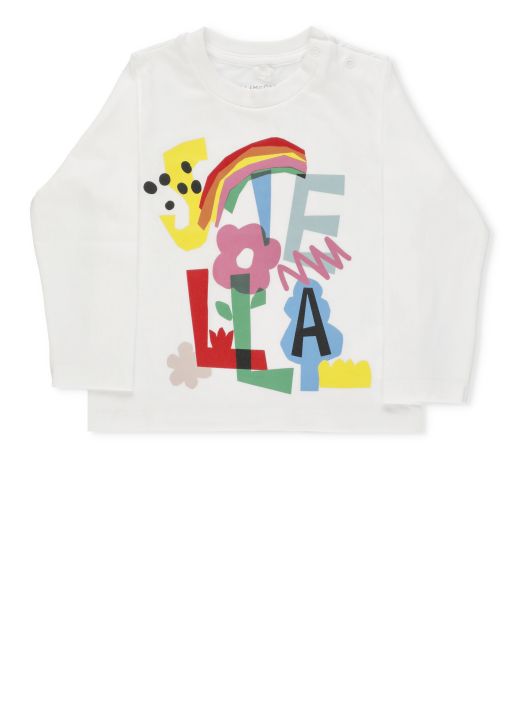 T-shirt con stampa logo e arcobaleno