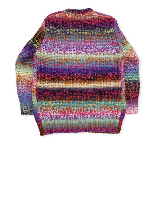 Kinitted cardigan with rainbow stripes