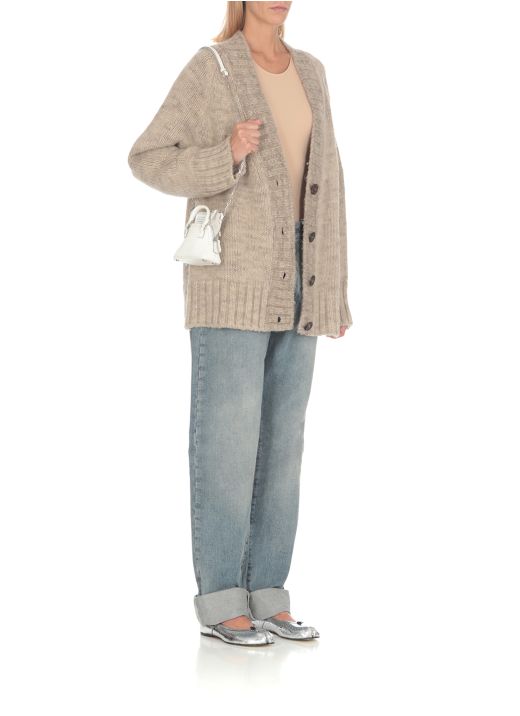 Cardigan oversize in alpaca, cotone e lana