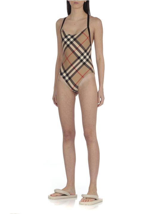 Vintage check one-piece swimsuit