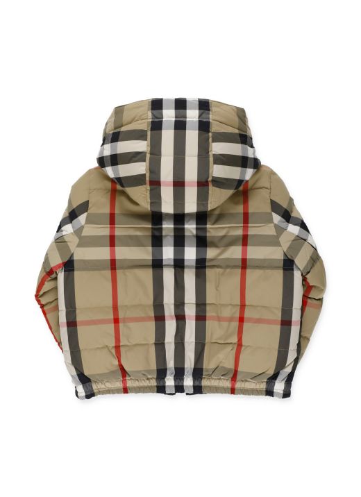 Padded jacket with checked pattern