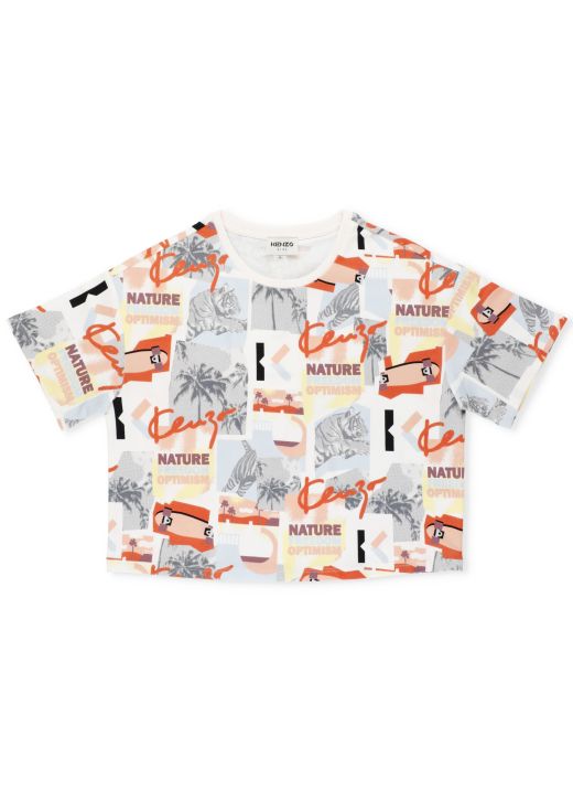 Allover print cropped t-shirt