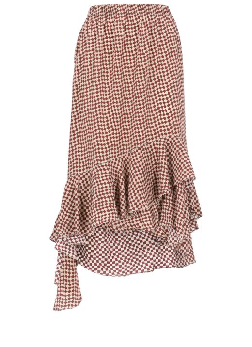 Silk skirt with geometric print