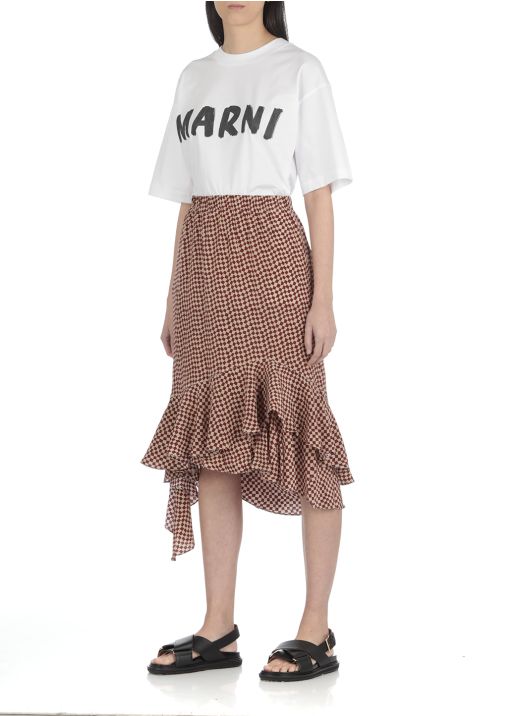 Silk skirt with geometric print