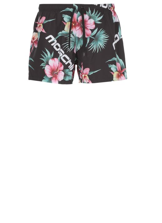 Floral swimsuit with logo