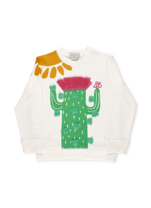 Sweatshirt with print and fringes