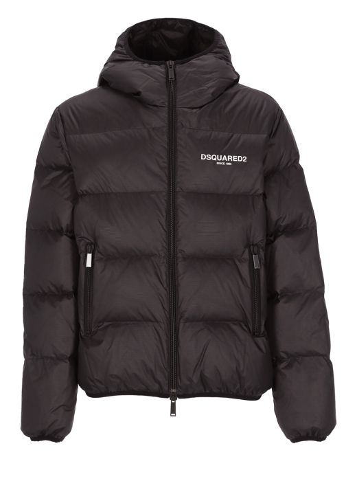 Quilted logoed down jacket