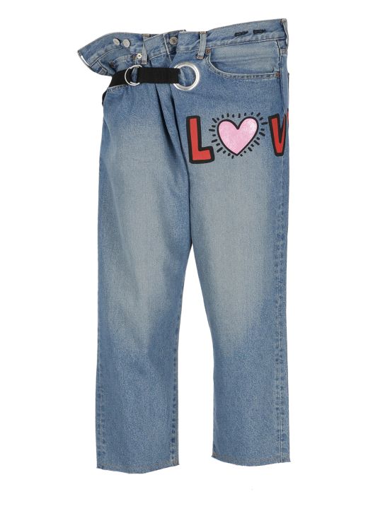 Jeans con stampa Love