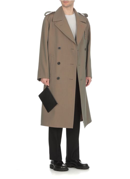 Wool double-breasted trench