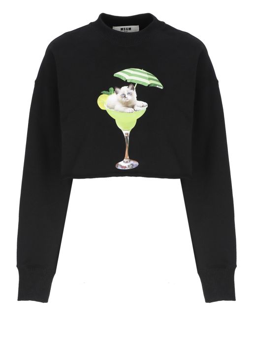 Cropped Cocktail Cat sweatshirt