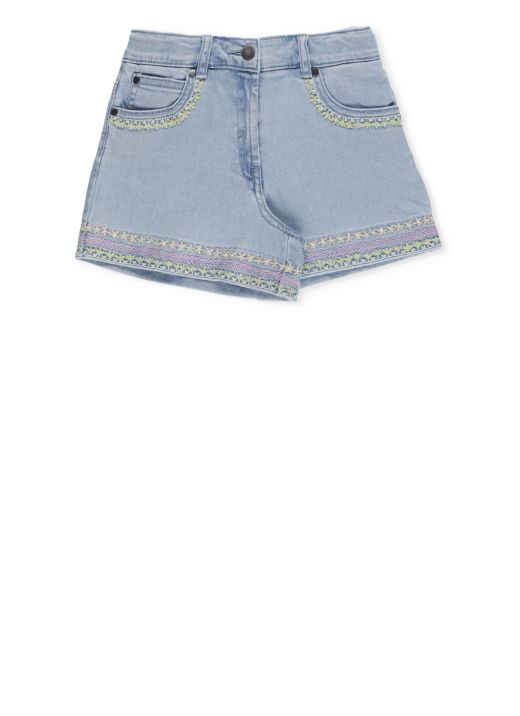 Shorts in cotone con ricami