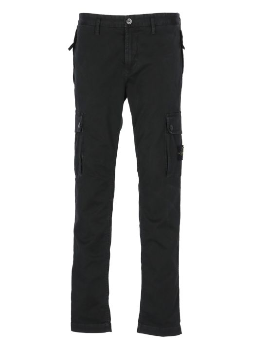 Cargo trousers with logoed patch