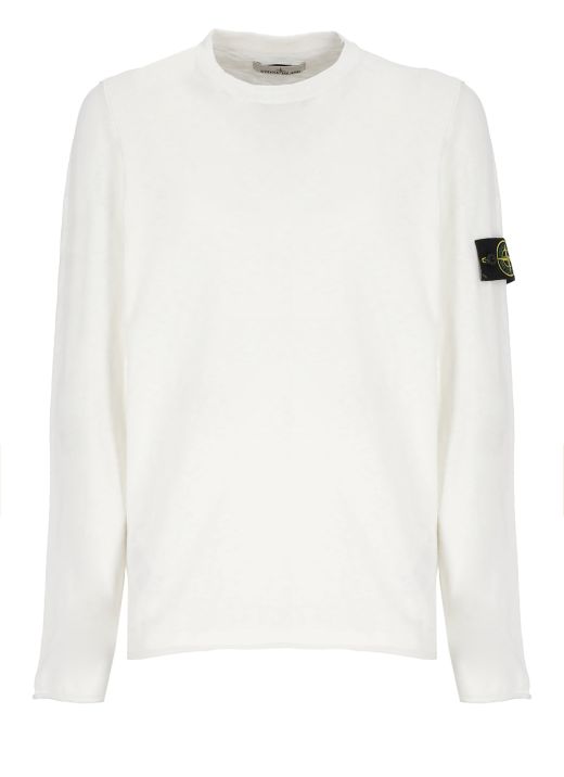 Sweater with logoed patch