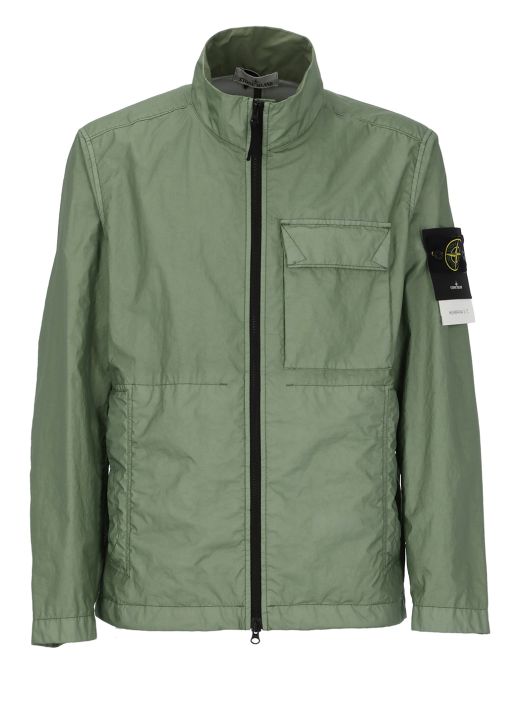 Jacket with logoed patch