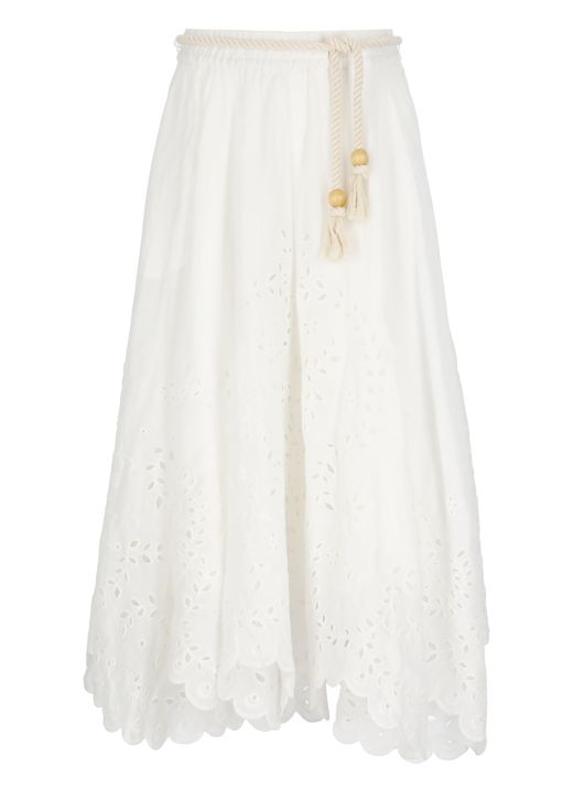 Clover Embroidered long skirt