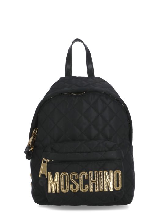 Quilted backpack with logo