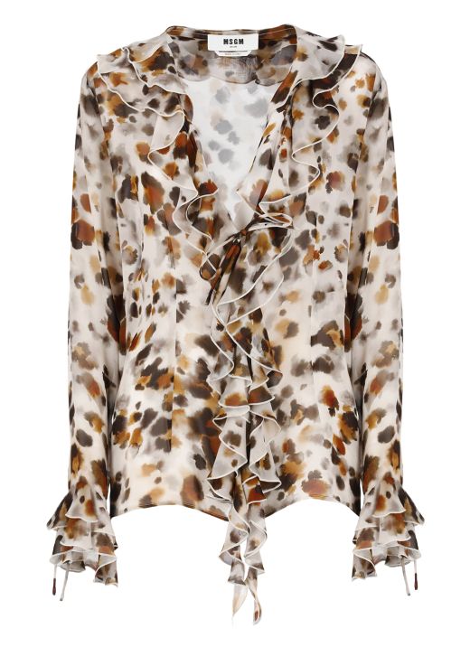 Watercolour Leopard blouse shirt