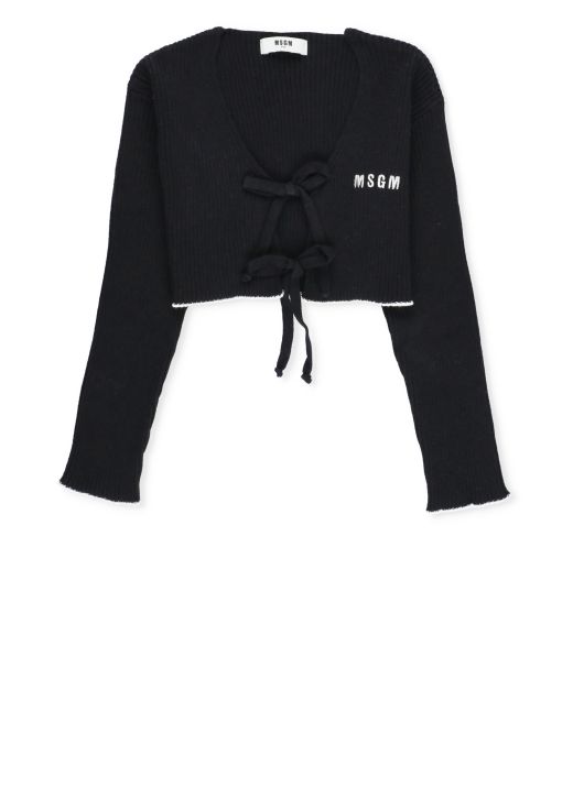 Cropped cardigan with logo