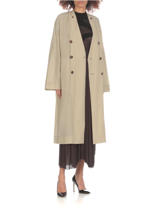 Cotton blend double-breasted overcoat