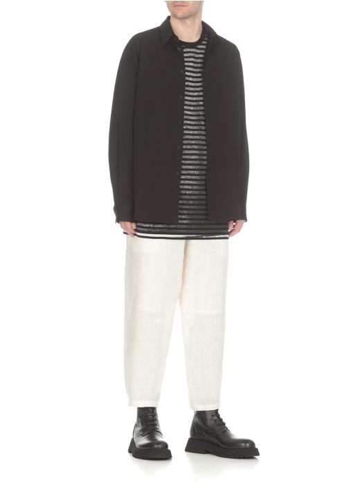 Oversized linen and cotton trousers